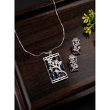 Blue brass silver-plated pendant set for women, ideal for accessories collection, delicate design on display