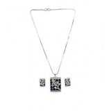 Blue brass silver-plated women's pendant set on jewelry display, delicate and stylish accessory