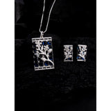 Blue brass silver-plated pendant set for women, ideal accessory for formal events, keep dry and store safely