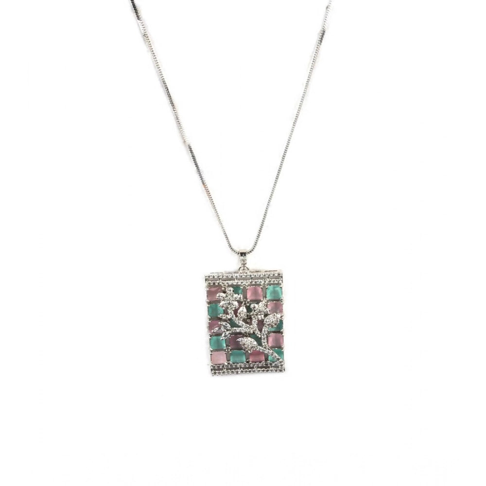 Multicolor brass silver plated pendant set for women, vibrant accessories best worn dry and kept in an airtight container
