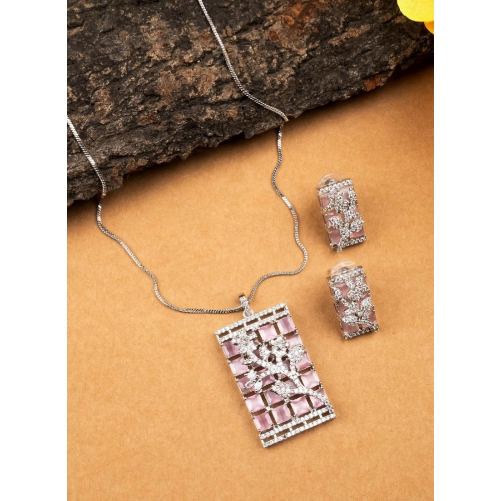 Pink brass silver plated pendant set on jewelry display, ideal for special occasions, keep dry after use