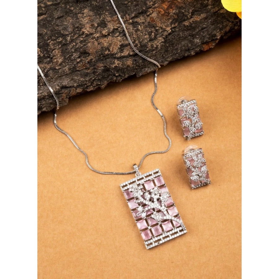 Pink brass silver plated pendant set on jewelry display, ideal for special occasions, keep dry after use