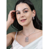 Pink brass silver plated pendant set for women - elegant jewelry accessory, keep dry