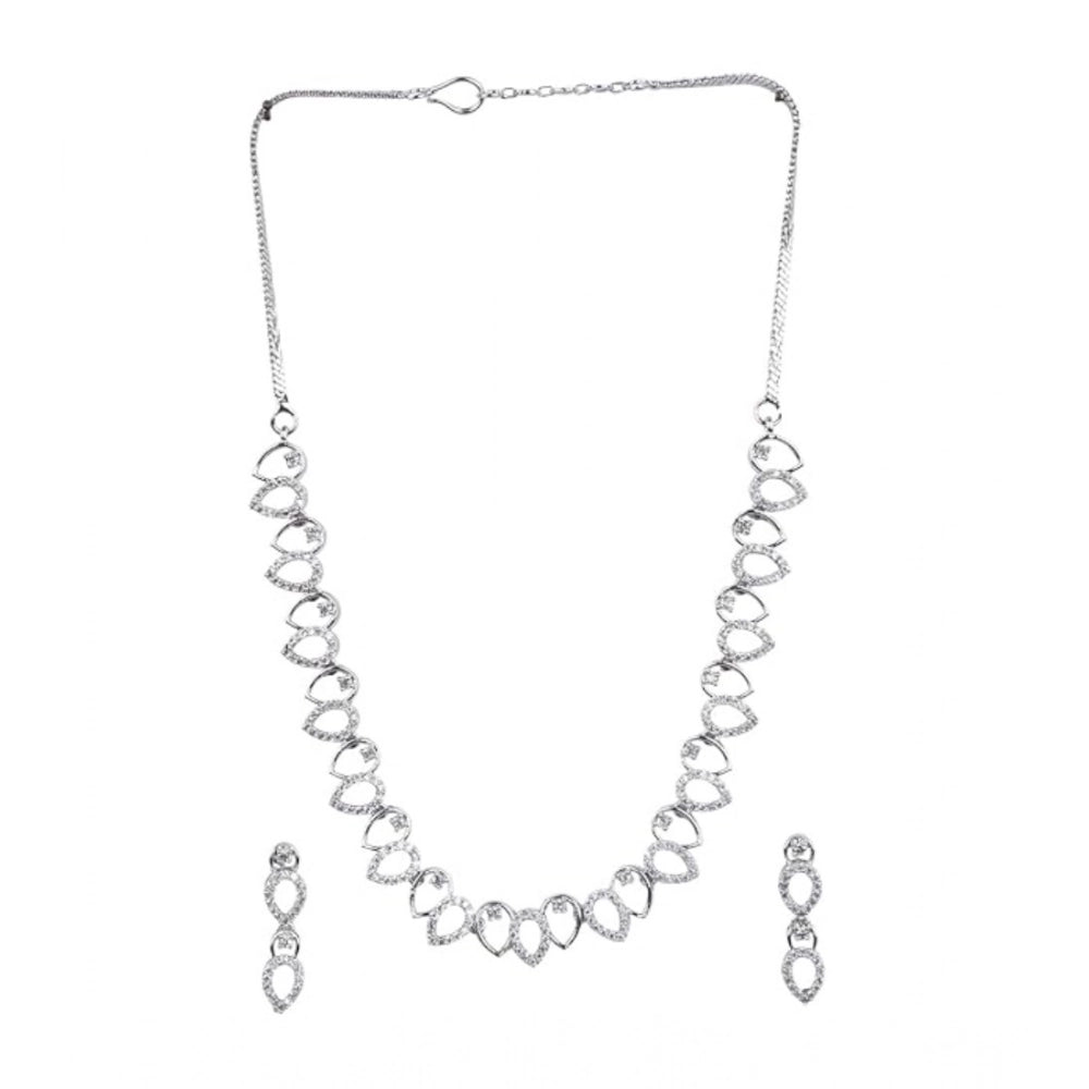 Silver-plated brass women's necklace set, elegant jewelry accessory for special occasions