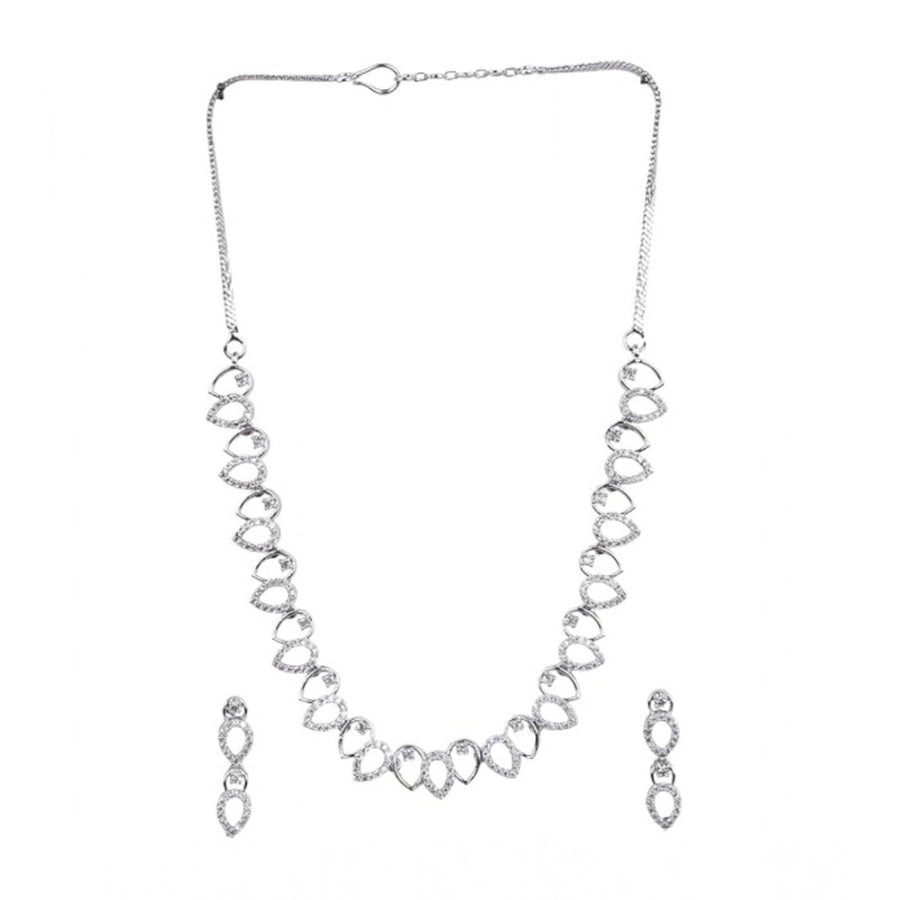 Silver-plated brass women's necklace set, elegant jewelry accessory for special occasions