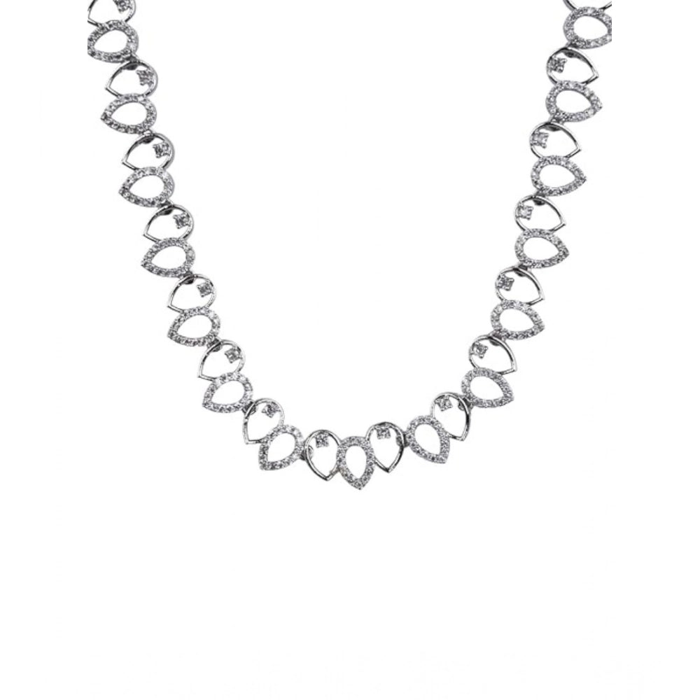 Silver-plated brass necklace set for women, shimmering silver elegance