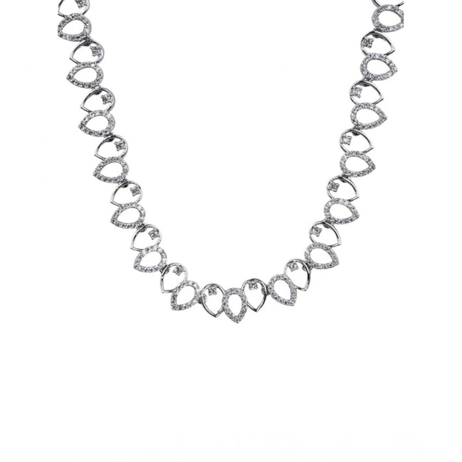 Silver-plated brass necklace set for women, shimmering silver elegance