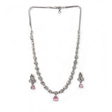 Pink brass silver-plated women's necklace set, elegant jewelry for fashion accessories
