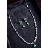 Turquoise brass silver plated women's necklace set, elegant jewelry accessory for formal events