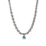 Brass silver plated turquoise necklace set for women, elegant jewelry accessory on display stand