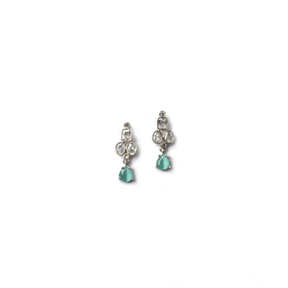 Brass silver plated turquoise necklace set for women - elegant jewelry accessory, keep dry for maintenance