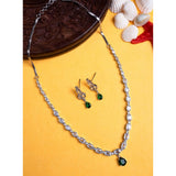 Green brass silver plated women's necklace set, classic jewelry accessory for everyday wear