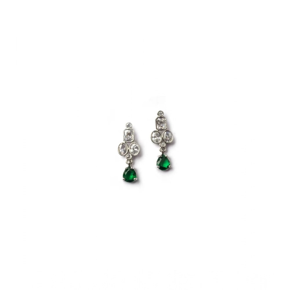 Green brass silver-plated women's necklace set, delicate pieces for accessorizing, store in dry, airtight box