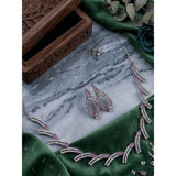 Women's brass silver-plated pink necklace set, elegant jewelry for special occasions