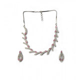 Pink brass silver-plated women's necklace set, elegant and versatile jewelry for fashionable accessorizing
