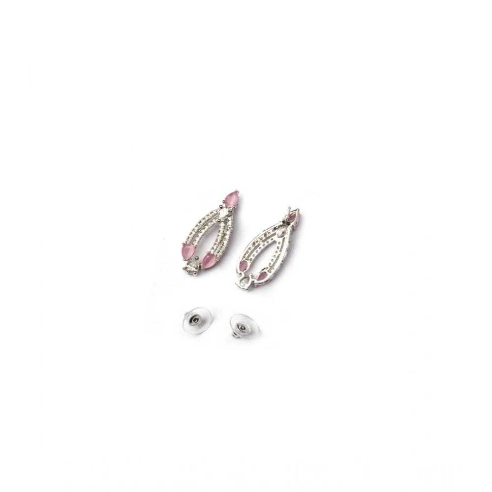 Pink brass silver-plated necklace set for women, delicate and elegant jewelry accessory