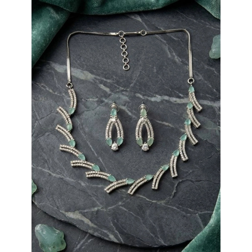 Turquoise brass silver-plated women's necklace set, elegant jewelry accessory for special occasions