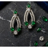 Green brass silver plated necklace set for women, stylish jewelry accessory on display