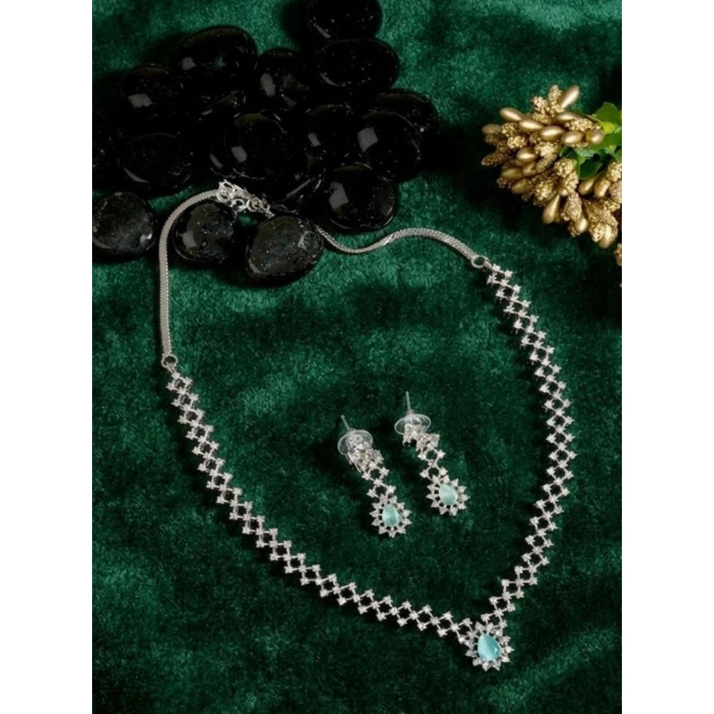 Turquoise brass silver plated necklace set for women, elegant jewelry accessory on display