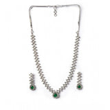 Green brass silver-plated women's necklace set, elegant jewelry for accessorizing