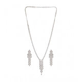 Women's brass silver-plated necklace set (silver), elegant jewelry for fashion accessories