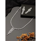 Silver-plated brass necklace set for women, elegant silver-toned accessories on display