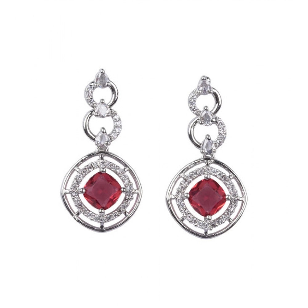 Red brass silver plated women's necklace set, elegant jewelry accessory for special occasions