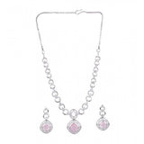 Pink brass silver plated necklace set for women, ideal for accessories collection