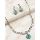 Turquoise brass silver plated women's necklace set, perfect for accessories collection