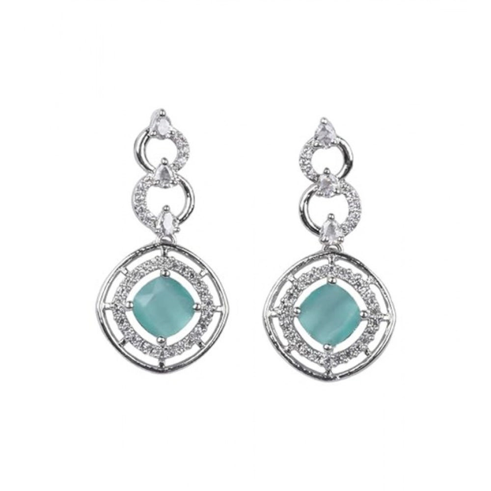 Turquoise brass silver plated necklace set for women, elegant jewelry on display