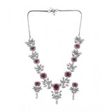 Red brass silver plated necklace set for women, elegant jewelry accessory