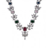 Multicolor brass silver plated women's necklace set, stylish accessories for fashion-forward women