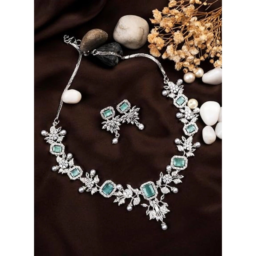Turquoise brass silver plated necklace set for women - elegant jewelry accessory