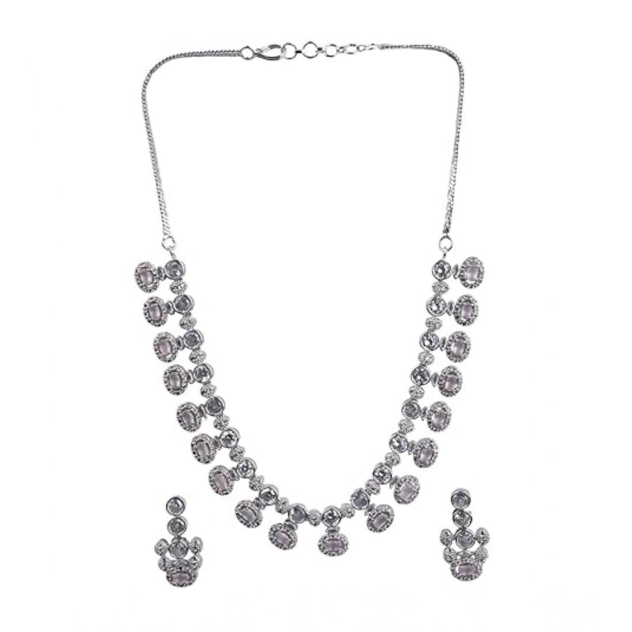 White brass silver plated necklace set for women's fashion accessories, store jewelry properly for longevity