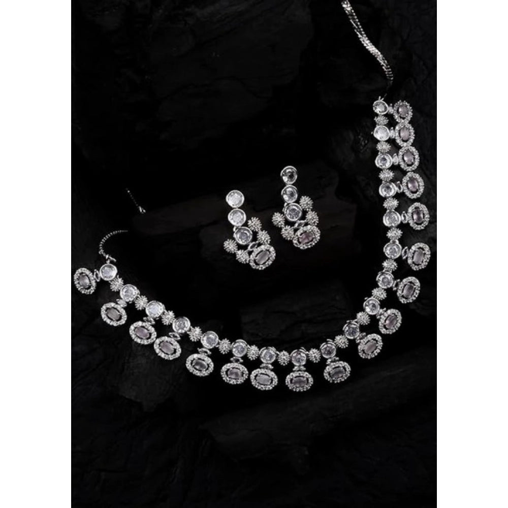 White brass silver plated women's necklace set, elegant jewelry for accessorizing, store in a dry place