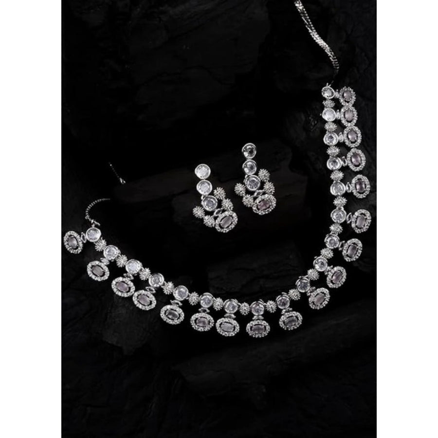 White brass silver plated women's necklace set, elegant jewelry for accessorizing, store in a dry place