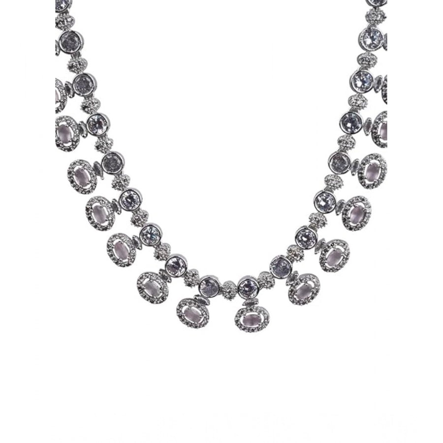 White brass silver plated necklace set for women, elegant accessory for everyday wear