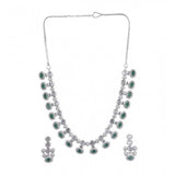 Green brass silver plated necklace set for women, ideal accessory for formal events