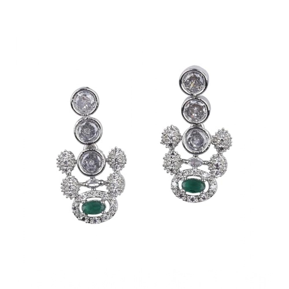 Green brass silver plated necklace set for women, elegant and sophisticated accessory for everyday wear