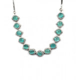 Brass silver plated turquoise necklace set for women, accessories on display stand