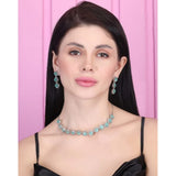 Brass silver plated turquoise necklace set for women, elegant accessories for jewelry collection
