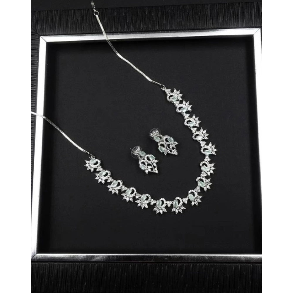 Brass silver plated turquoise women's necklace set, elegant accessories for timeless style