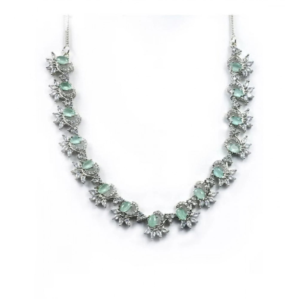 Turquoise brass silver plated necklace set for women, elegant jewelry accessory on display