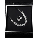 Multicolor brass silver-plated women's necklace set, jewelry on display stand