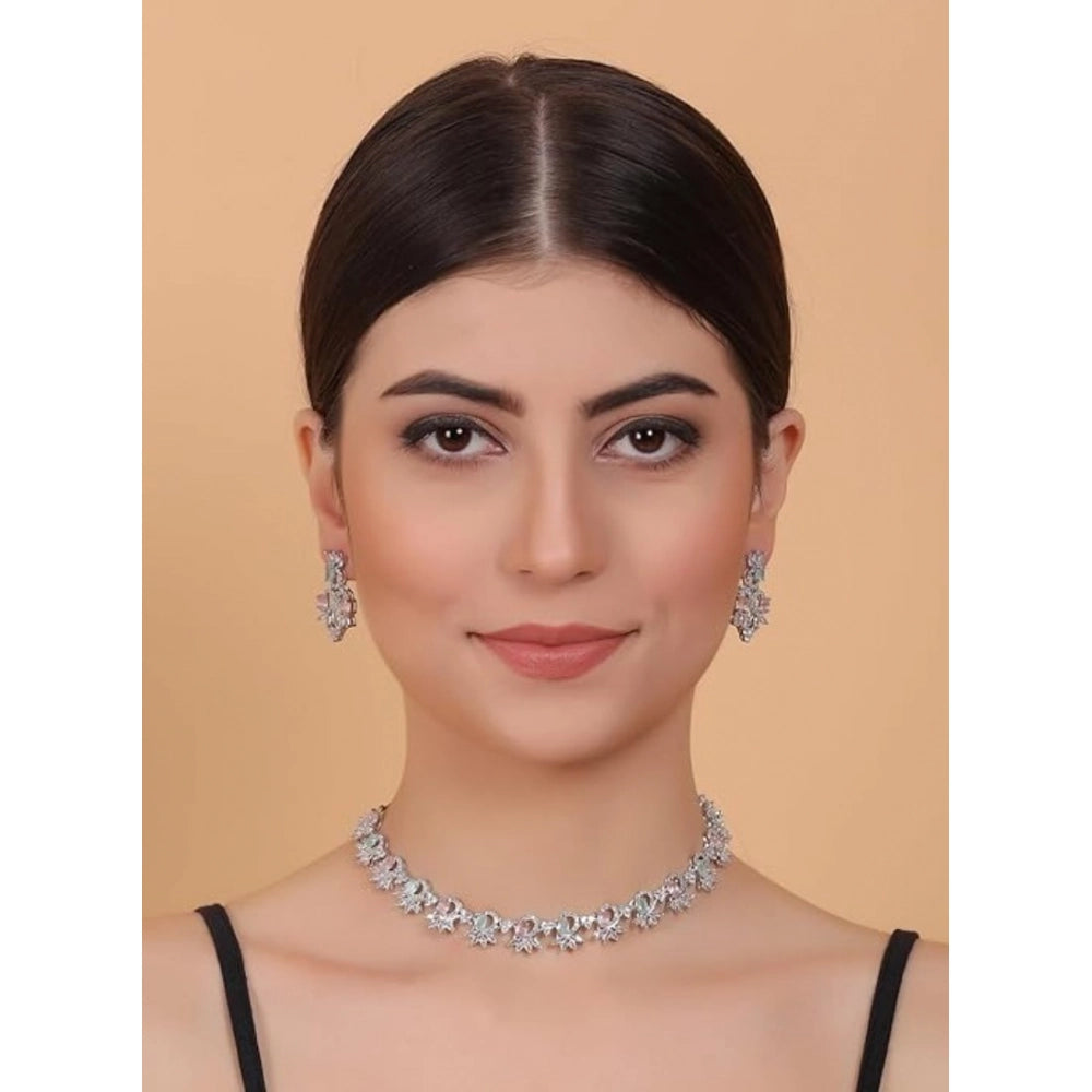 Multi-colored brass silver plated necklace set for women, ideal accessory for everyday wear