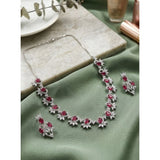 Red brass silver plated necklace set for women, luxurious accessories on display