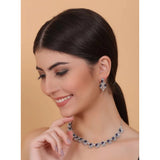 Blue brass silver-plated women's necklace set, elegant jewelry for accessories