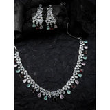 Multicolor brass silver plated necklace set for women, elegant accessory on display
