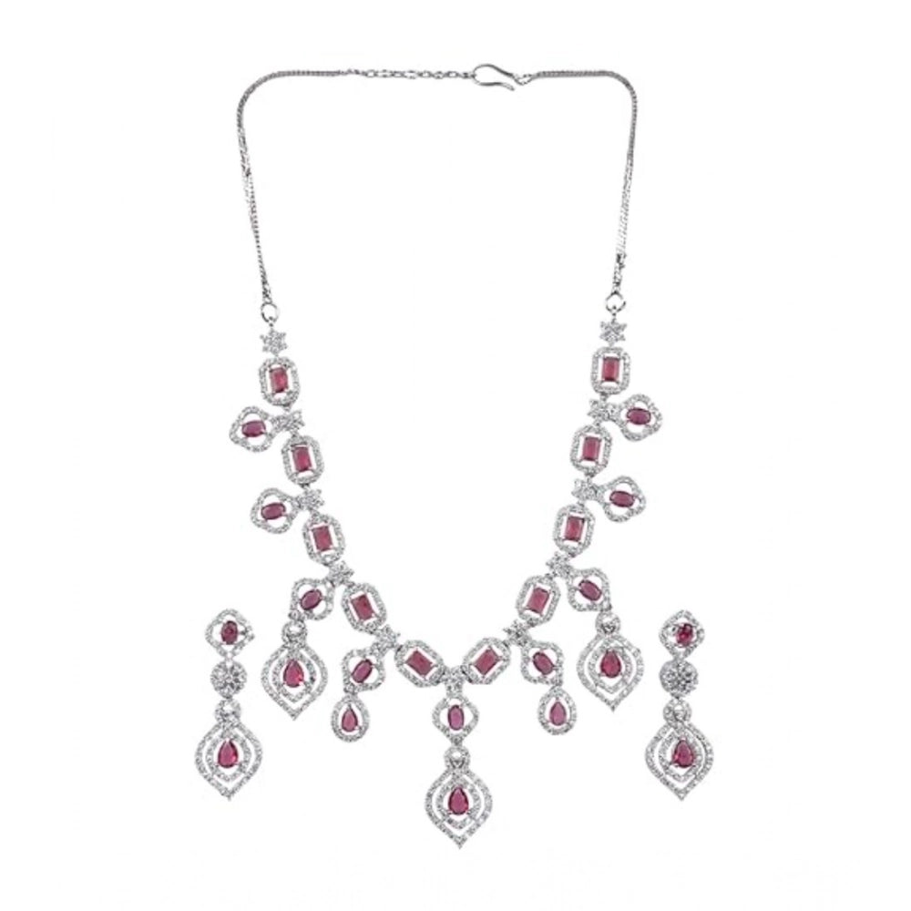 Red brass silver-plated women's necklace set on display, ideal for accessorizing everyday wear