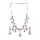 Red brass silver-plated women's necklace set on display, ideal for accessorizing everyday wear
